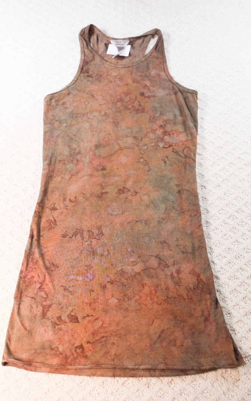 NWT Tail Hard Forever Women's Long Tank Top Racerback Tie Dye Brown Basic Size L